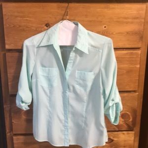 Soft Teal button down blouse